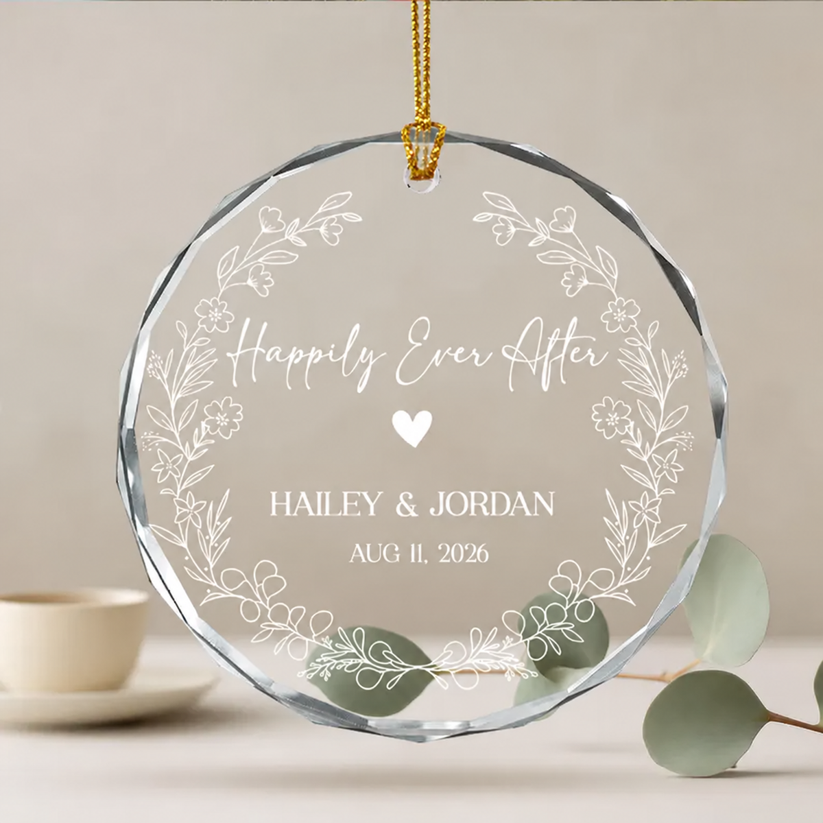 Happily Ever After Ornament, First Christmas Married Ornament, Married Keepsake Gift For Couples, Wedding Gifts, Married Christmas Ornament