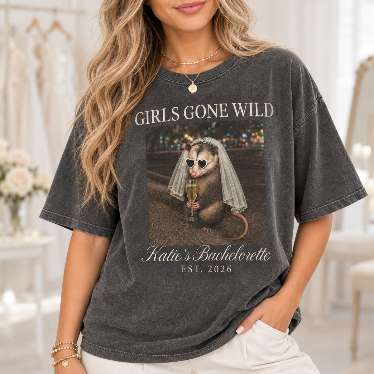 Girls Gone Wild Opossum Bachelorette Shirt, Funny Bride Tee, Custom Bach Party & Girls Trip Gift