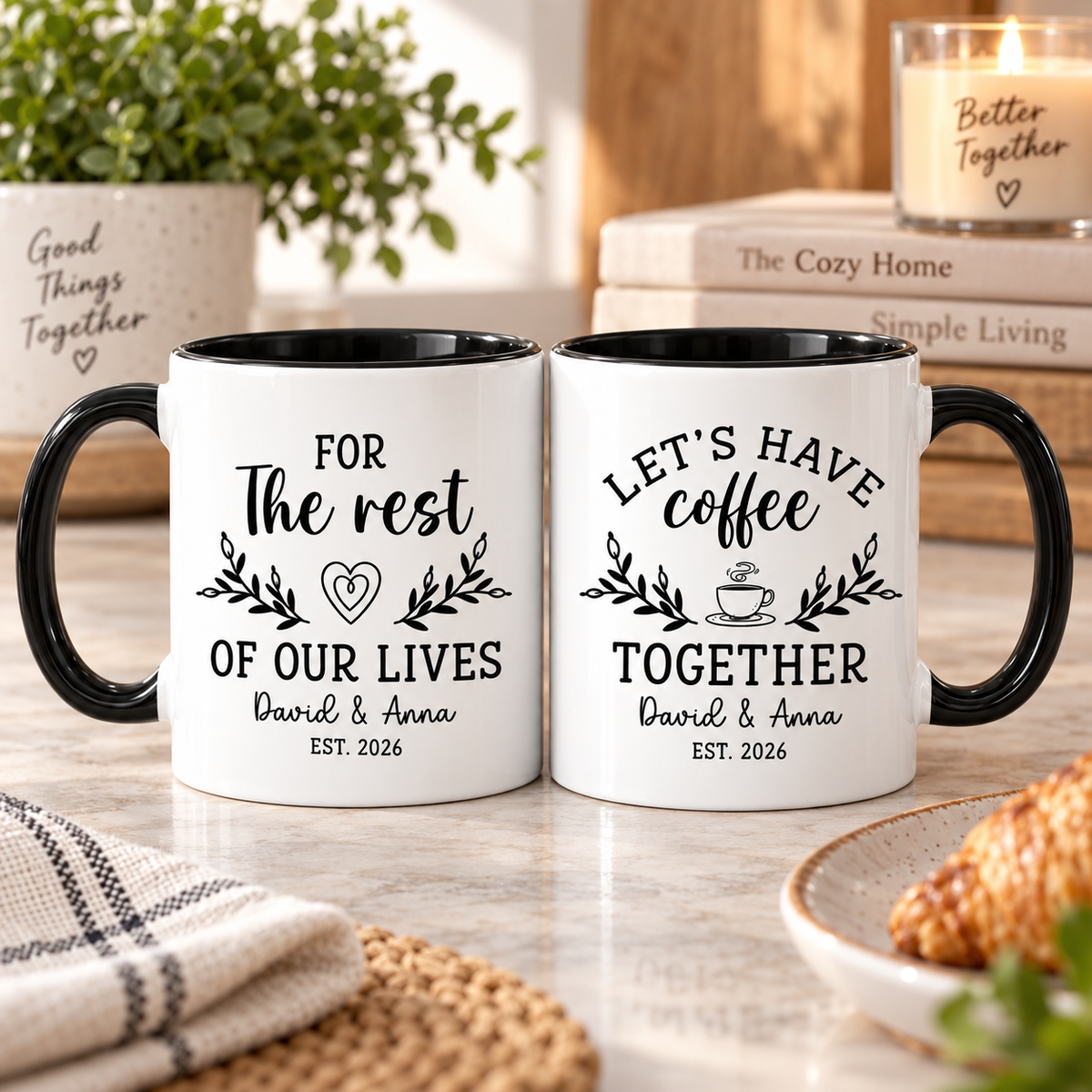 Let's Have Coffee Together Mug, Couples Coffee Set, Wedding Couple Mugs, Engagement Gift, Husband and Wife Coffee Mugs, Mr Mrs Gifts