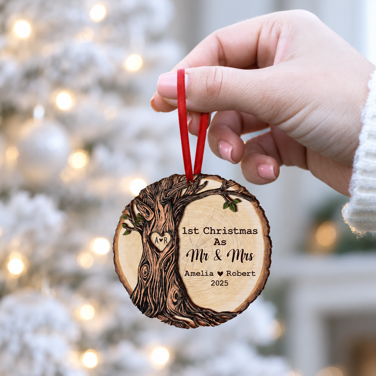 First Christmas as Mr & Mrs Decoration, First Christmas Married Keepsake, Married First Christmas Wooden Ornament, Mr Mrs Ornament, Married