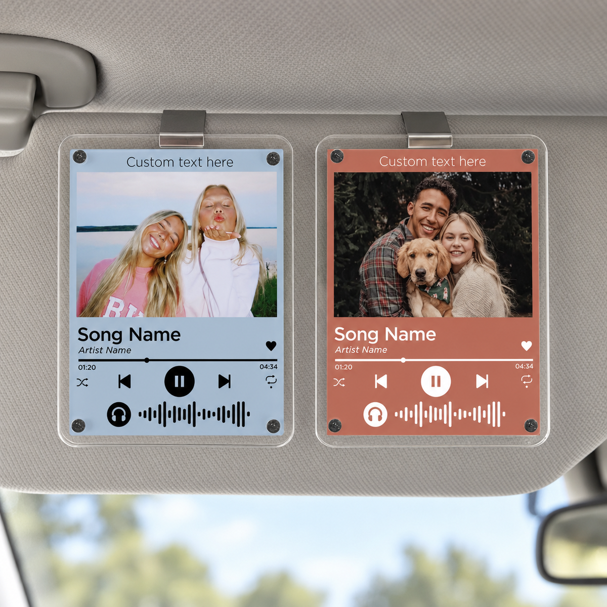 Custom Song & Photo Car Visor Clip, Valentines Day Gift For Him, Drive Safe Photo Couples Visor Clip, Boyfriend Husband Gifts, Music Display