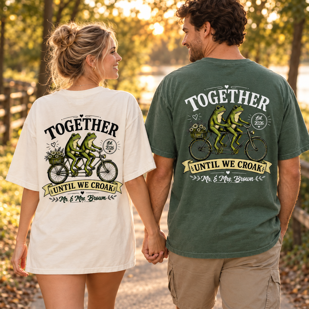 Personalized Frog Bride & Groom Shirts, Funny Newlywed Honeymoon Tees, Matching Couple Gift
