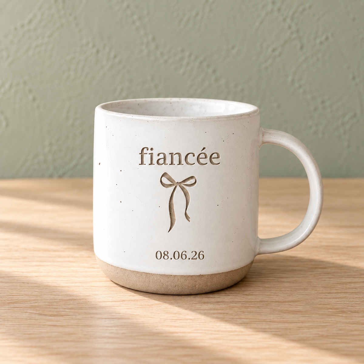 Personalized Fiancé Fiancée Pottery Mugs, Engagement Coffee Cup, Coquette Gift For Couple, Custom Wedding Date Mug, Future Mr And Mrs Gift