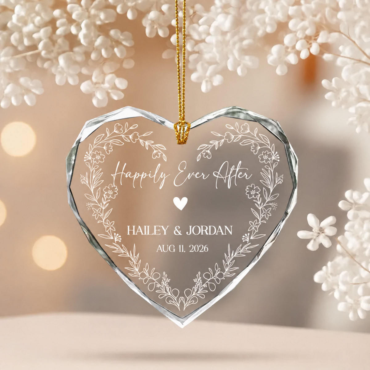 Happily Ever After Ornament, First Christmas Married Ornament, Married Keepsake Gift For Couples, Wedding Gifts, Married Christmas Ornament