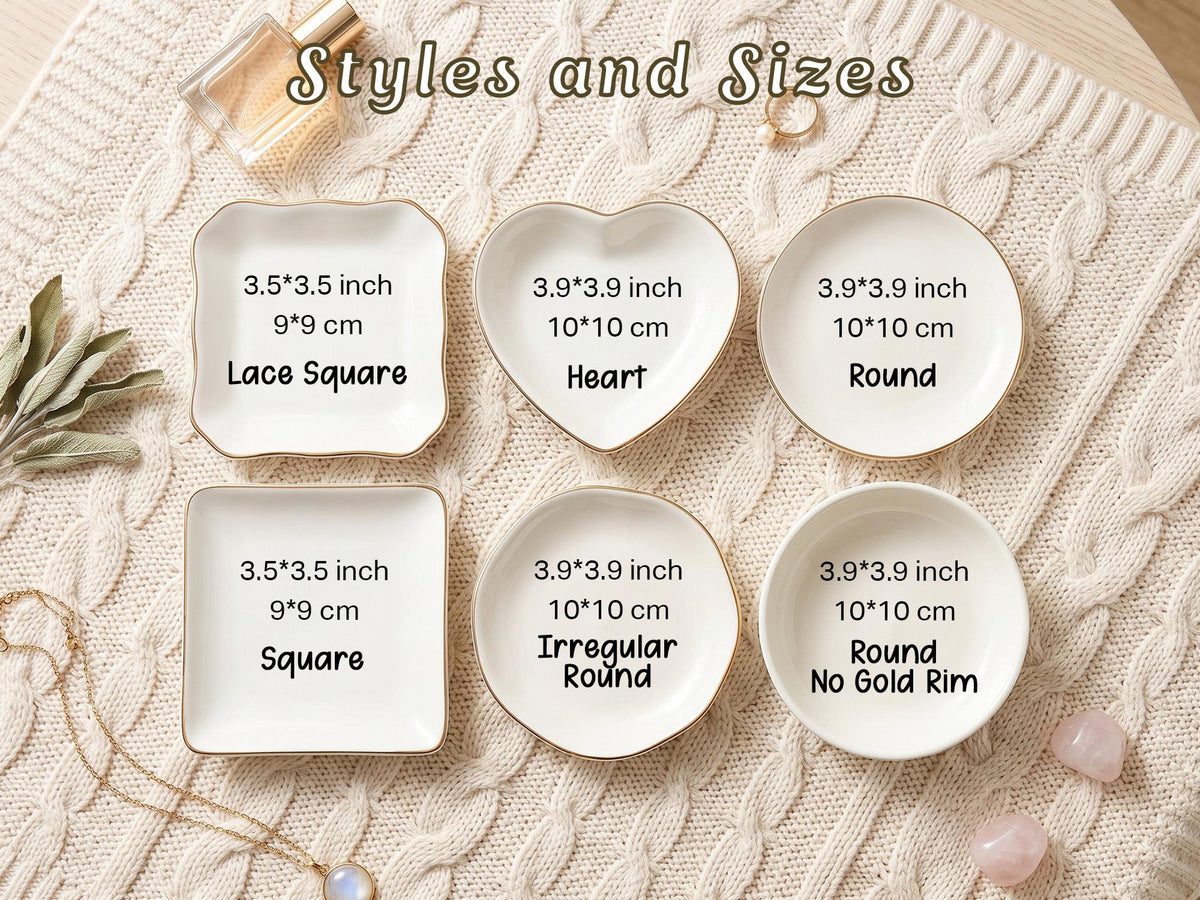 Personalized Toile Wedding Jewelry Dish, Custom Initials Ceramic Ring Dish