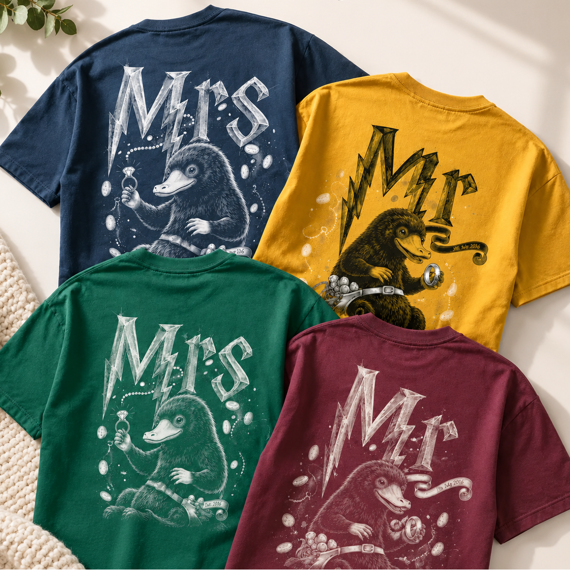Personalized Wedding T-Shirts, Matching Mr & Mrs Shirts, Honeymoon Couple Tees, Bride & Groom Wedding Gift, Fantasy Couple Apparel