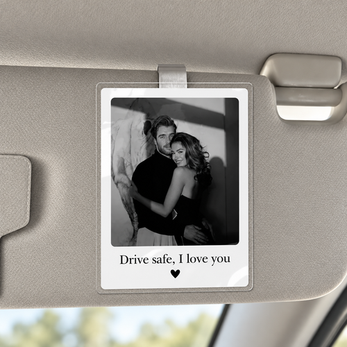 Custom Photo Drive Safe I Love You, Personalized Couple Photo Car Visor Clip, Anniversary Gift for Him, Gifts for Boyfriend, Drive Safe Gift