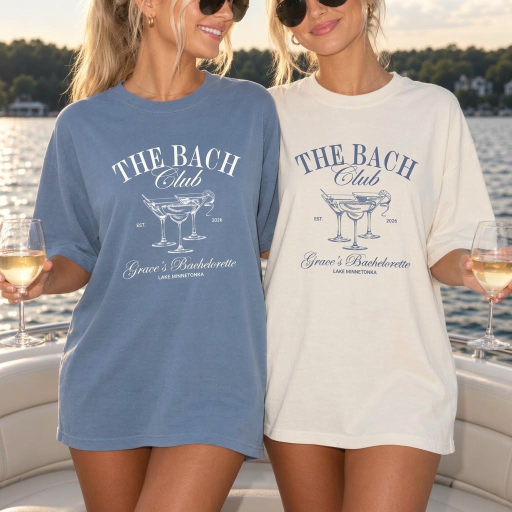 Custom Bach Club Bachelorette Party Shirts, Personalized Comfort Colors Tees, Matching Bride & Crew Shirts