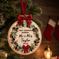 Personalized First Christmas Married Embroidery Hoop Ornament, Mr & Mrs Christmas Keepsake, Newlywed Wedding Gift