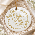 Personalized Engagement Ornament, Custom Couple Names & Date Ceramic Keepsake, Wedding & Newlywed Gift