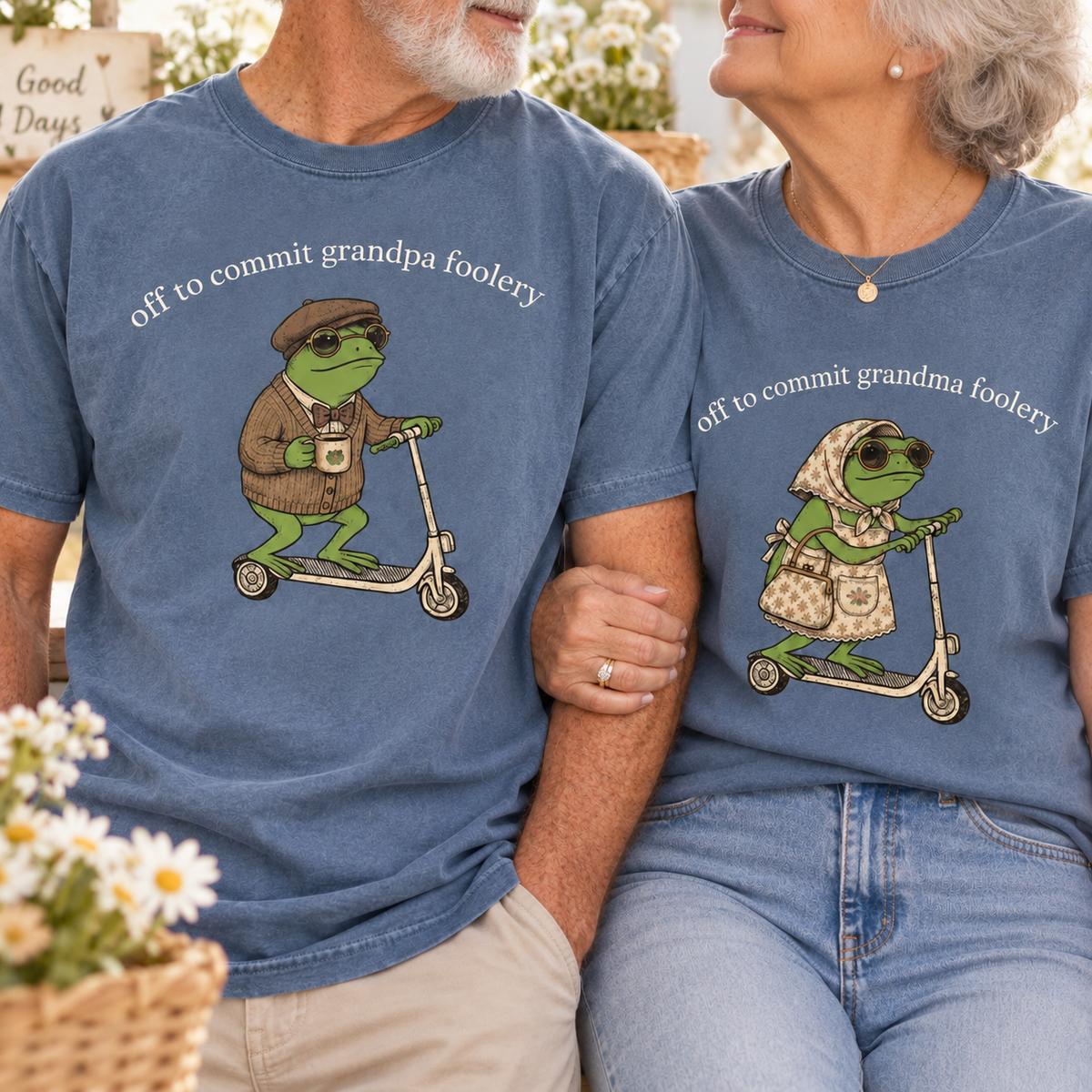 Funny Frog Grandma Grandpa Shirts, Pregnancy Announcement Gift, Promoted to Grandparents Matching Tees