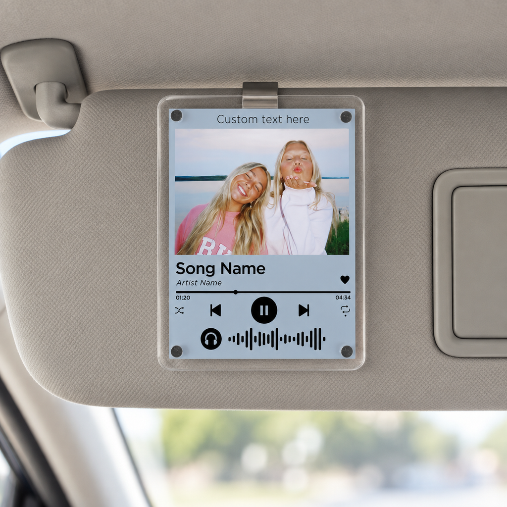 Custom Song & Photo Car Visor Clip, Valentines Day Gift For Him, Drive Safe Photo Couples Visor Clip, Boyfriend Husband Gifts, Music Display