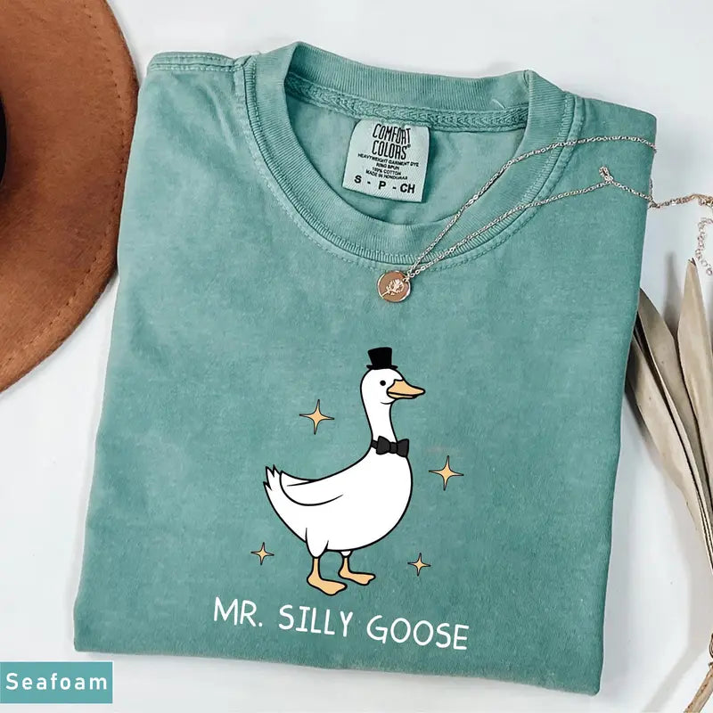 Comfort Colors Silly Goose Couple T-Shirts, Matching Mr & Mrs Wedding Shirts, Funny Goose Bride Groom Tees, Wedding Gift