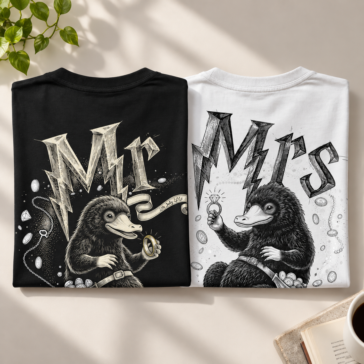 Personalized Wedding T-Shirts, Matching Mr & Mrs Shirts, Honeymoon Couple Tees, Bride & Groom Wedding Gift, Fantasy Couple Apparel