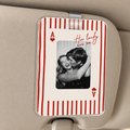Personalized Striped Play Card Sun Visor Clip With Photo, Custom Couples Photo Car Visor Clip, Drive Safe Gift For Boyfriend, Husband