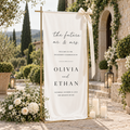 Personalized Linen Engagement Welcome Sign, Future Mr & Mrs Engagement Party Decor,  Custom Couple Names Date & Venue Banner