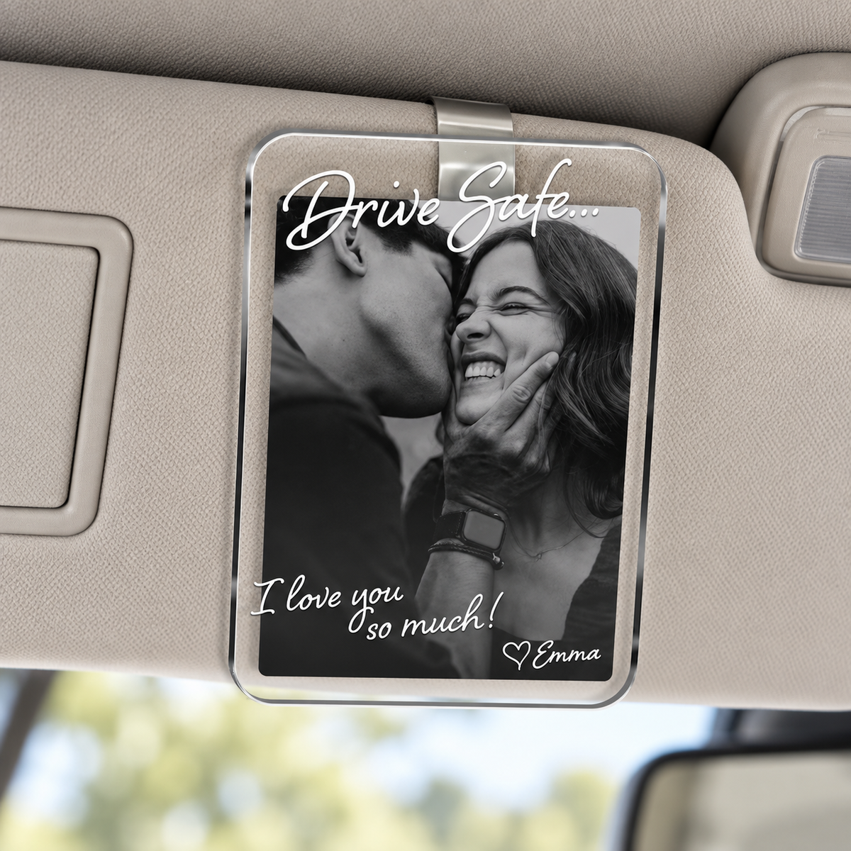 Custom Photo Car Visor Clip Gift for Him, Drive Safe Gift, Custom Couple Photo Keepsake Gift, Valentine’s Gift for Boyfriend or Husband