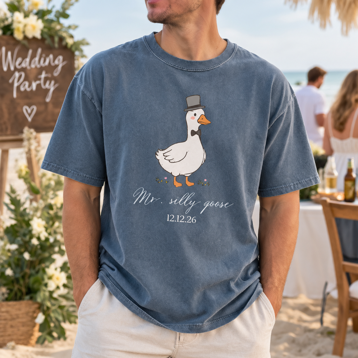 Matching Mr. & Mrs. Silly Goose Shirts, Bride and Groom Honeymoon Tees, Custom Date Wedding Gift