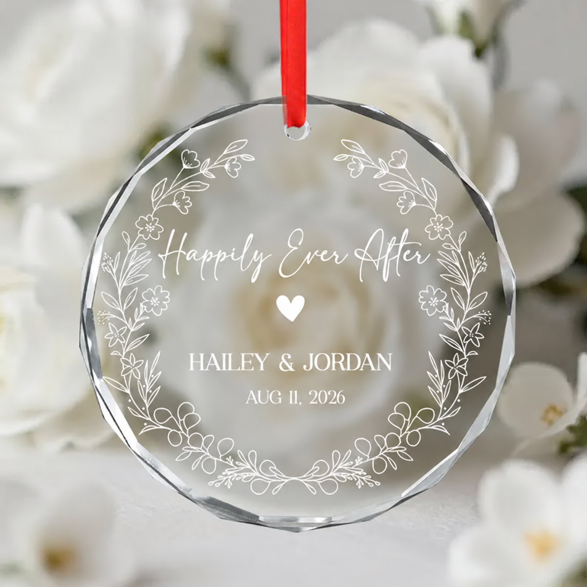 Happily Ever After Ornament, First Christmas Married Ornament, Married Keepsake Gift For Couples, Wedding Gifts, Married Christmas Ornament