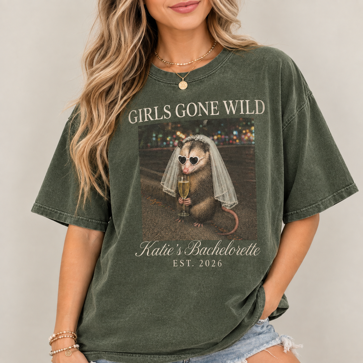 Girls Gone Wild Opossum Bachelorette Shirt, Funny Bride Tee, Custom Bach Party & Girls Trip Gift