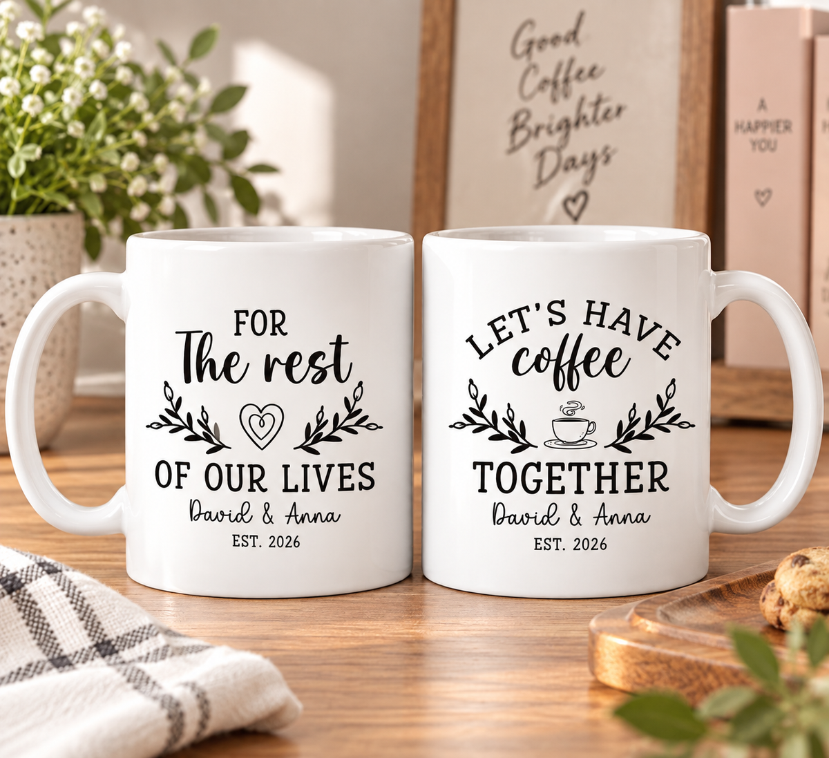 Let's Have Coffee Together Mug, Couples Coffee Set, Wedding Couple Mugs, Engagement Gift, Husband and Wife Coffee Mugs, Mr Mrs Gifts