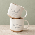 Personalised Engraved Engagement Pottery Mug, Custom Wedding Mugs, Engagement Gifts, Wedding Gifts for Couple, Bridal Shower Gifts