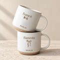 Personalized Fiancé Fiancée Pottery Mugs, Engagement Coffee Cup, Coquette Gift For Couple, Custom Wedding Date Mug, Future Mr And Mrs Gift