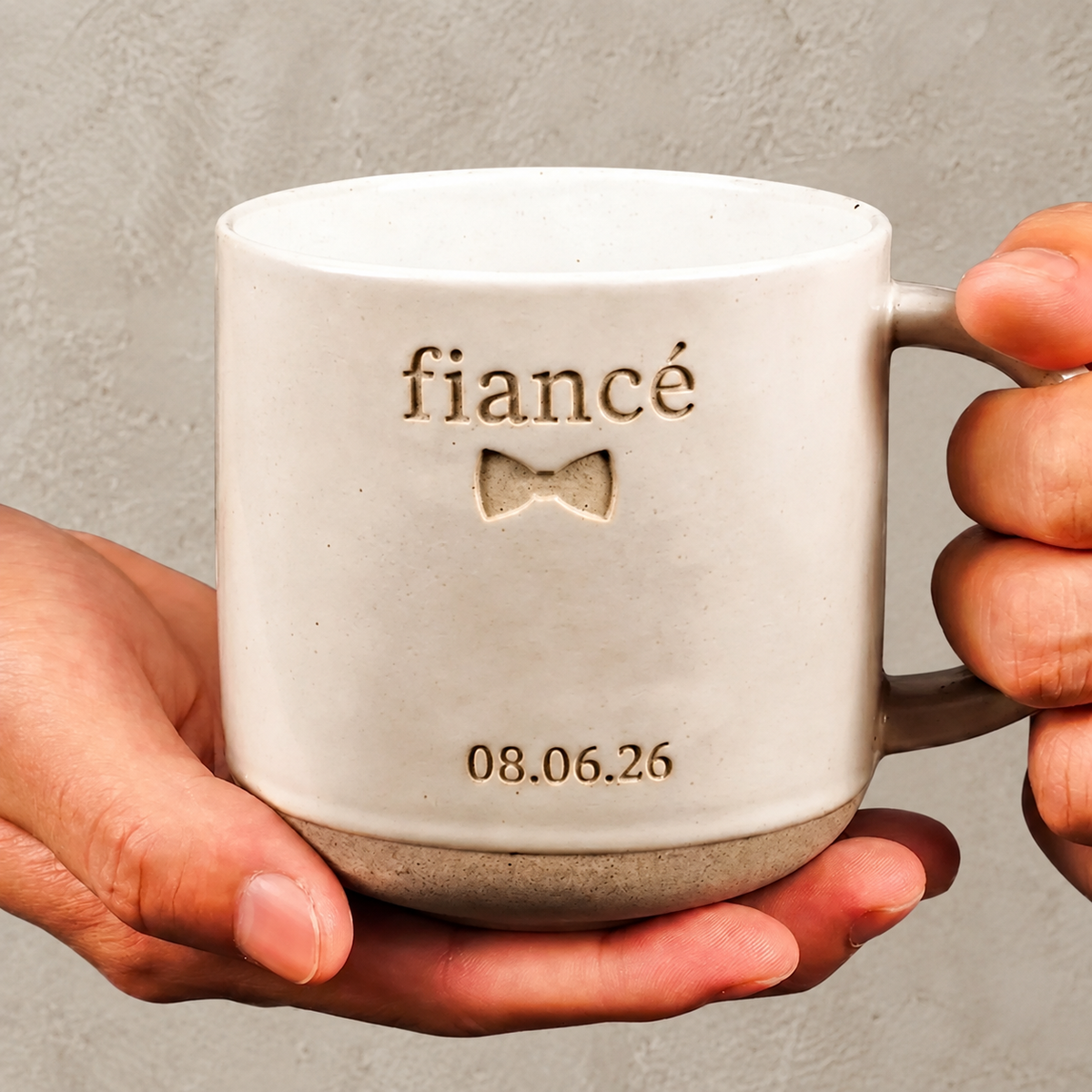 Personalized Fiancé Fiancée Pottery Mugs, Engagement Coffee Cup, Coquette Gift For Couple, Custom Wedding Date Mug, Future Mr And Mrs Gift