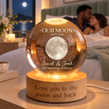 Personalised Moon Phase Lamp Gift for Couple, Custom Moon Phase Crystal Ball Night Light, Wedding Anniversary, Special Date, Couple Gifts