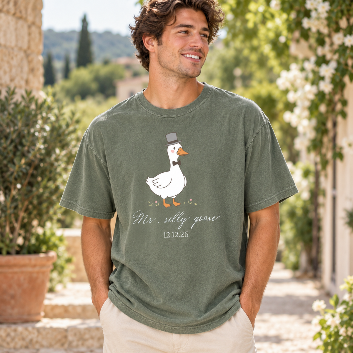 Matching Mr. & Mrs. Silly Goose Shirts, Bride and Groom Honeymoon Tees, Custom Date Wedding Gift
