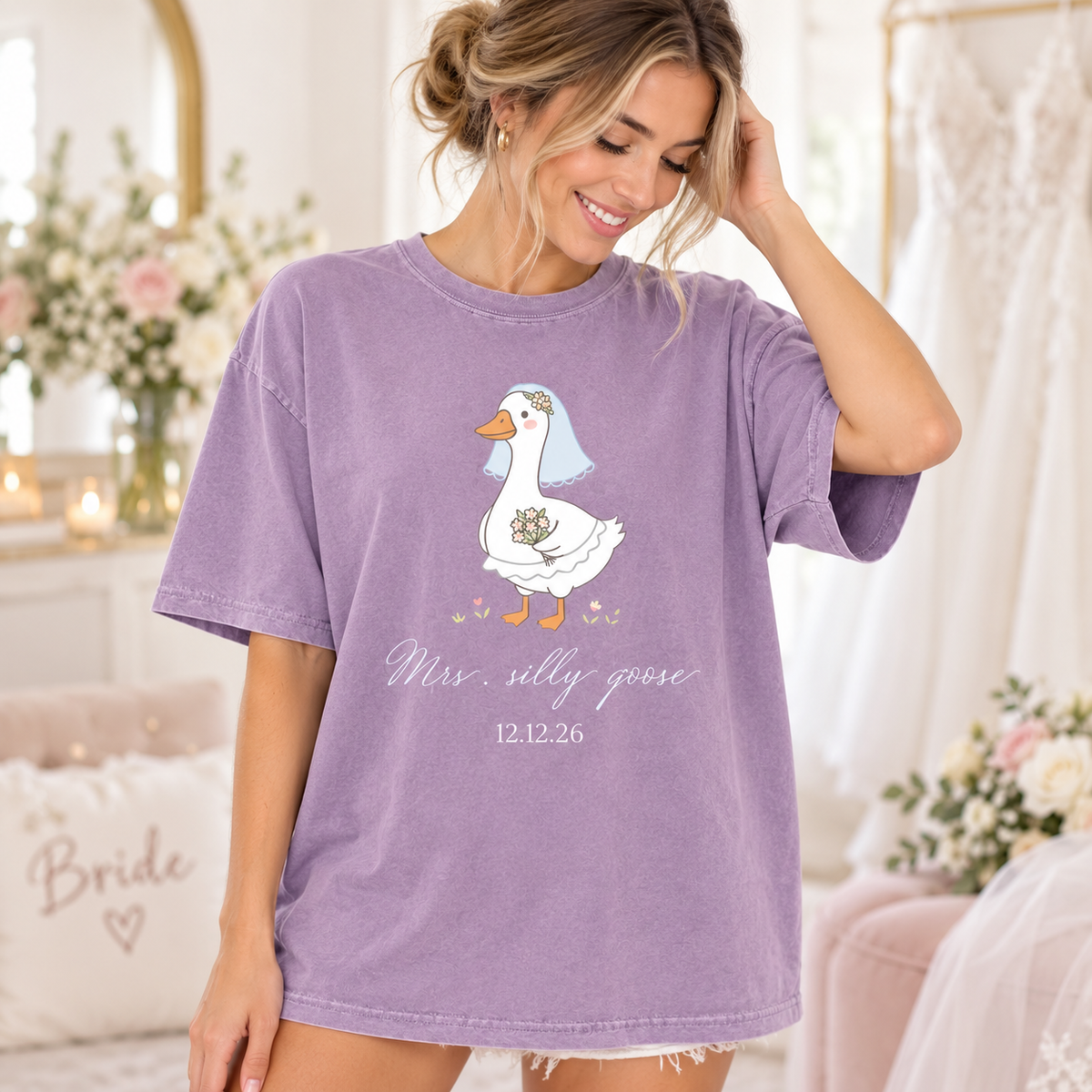 Matching Mr. & Mrs. Silly Goose Shirts, Bride and Groom Honeymoon Tees, Custom Date Wedding Gift