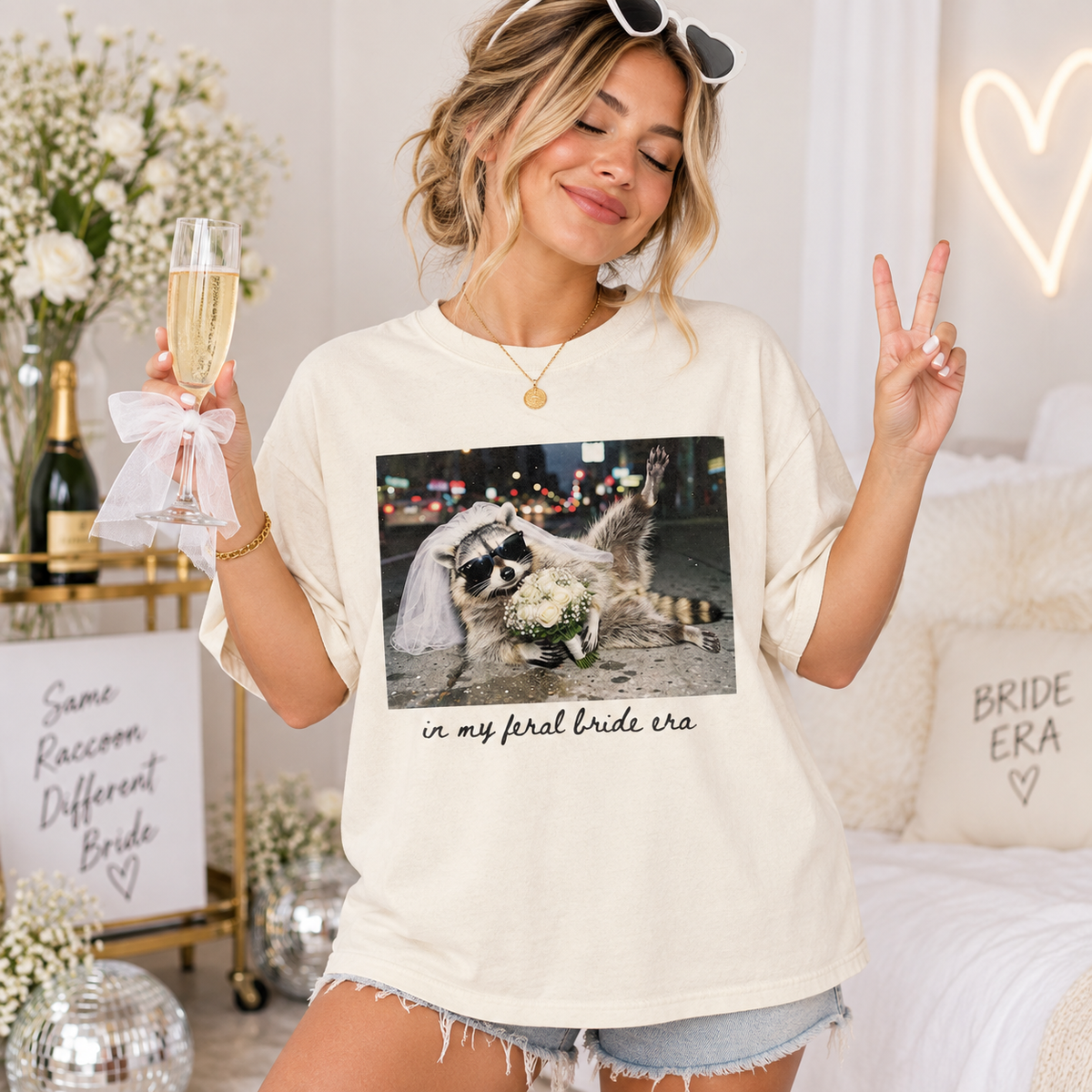 In My Feral Bride Era Shirt, Funny Raccoon Bachelorette Tee, Bride to Be Girls Trip Gift