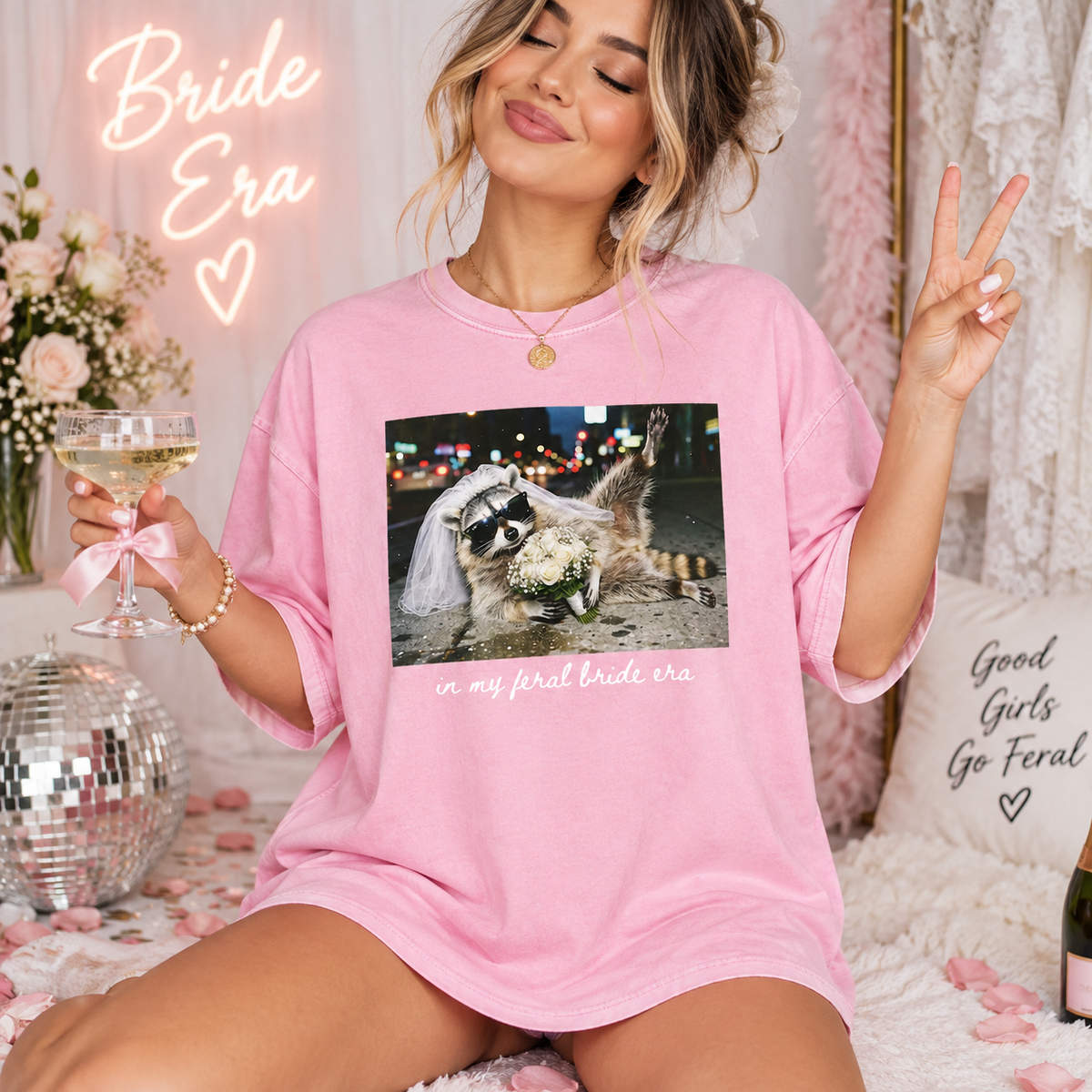 In My Feral Bride Era Shirt, Funny Raccoon Bachelorette Tee, Bride to Be Girls Trip Gift