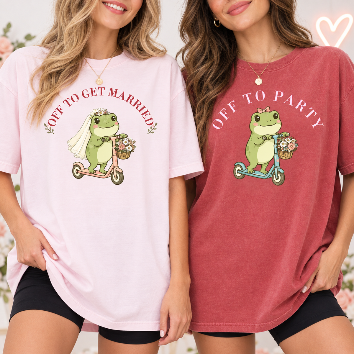 Funny Frog Bachelorette Shirts - Off to Get Married Bride Tee, Off to Party Bridal Party Shirts