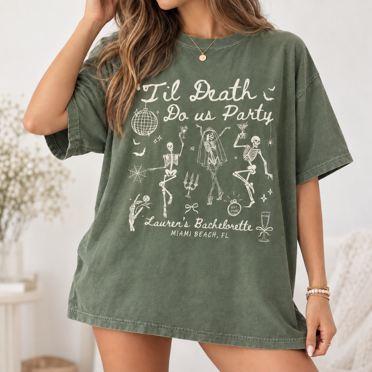 Bride or Die Bachelorette Party Shirts, Til Death Do Us Party Skeleton Tees, Gothic Bride Halloween Bach Gift