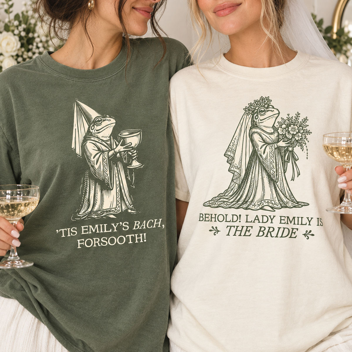 Medieval Frog Bachelorette Shirts, Renaissance Fair Bride & Crew Tees, Funny Romantasy Bridal Party Gift