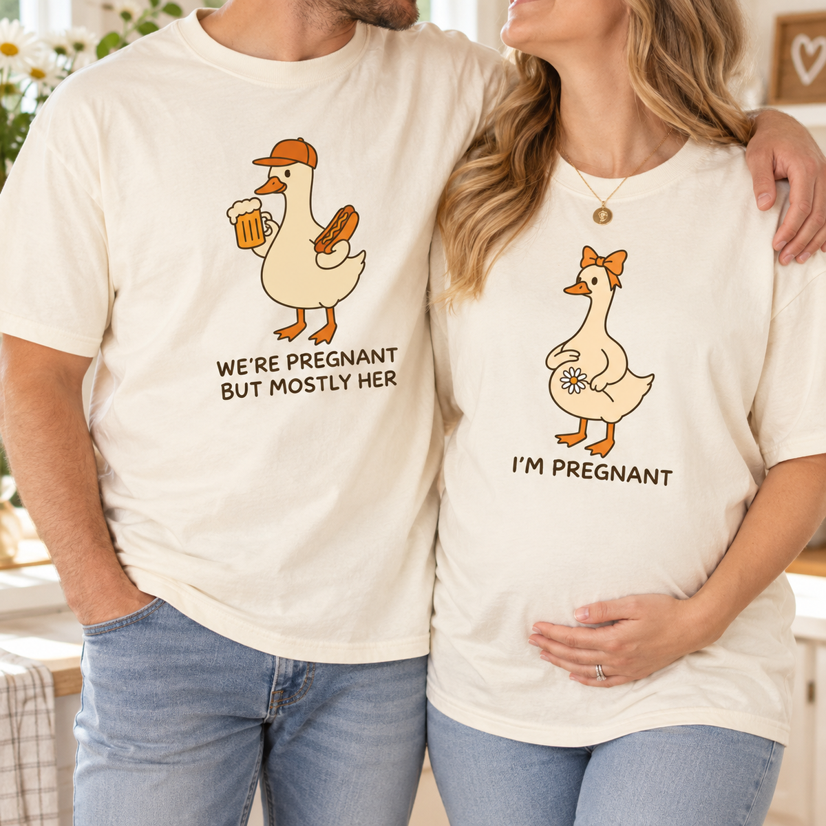 Funny Goose Pregnancy Announcement Shirts - Matching Mom and Dad Reveal Tees, Future Parents Gift
