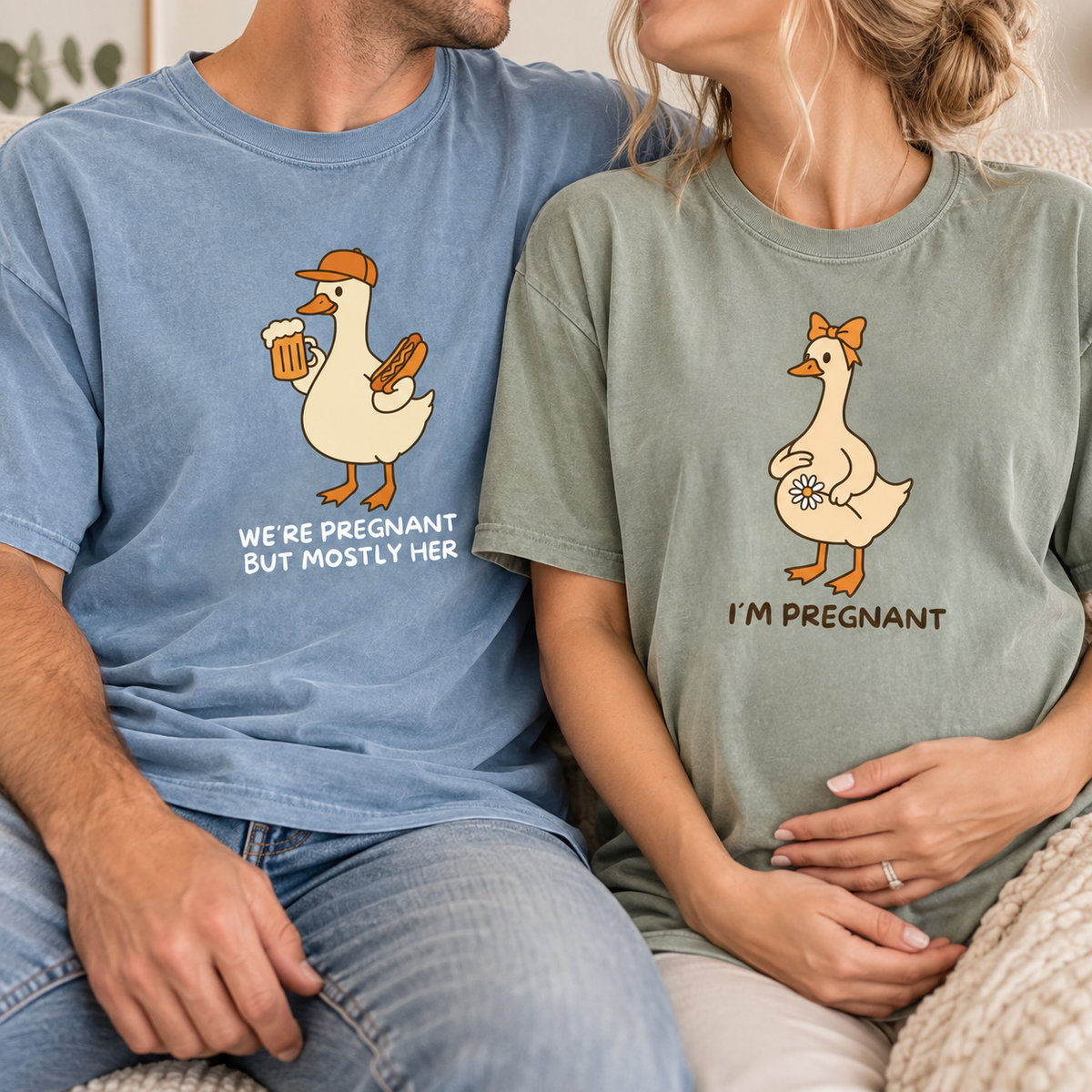 Funny Goose Pregnancy Announcement Shirts - Matching Mom and Dad Reveal Tees, Future Parents Gift