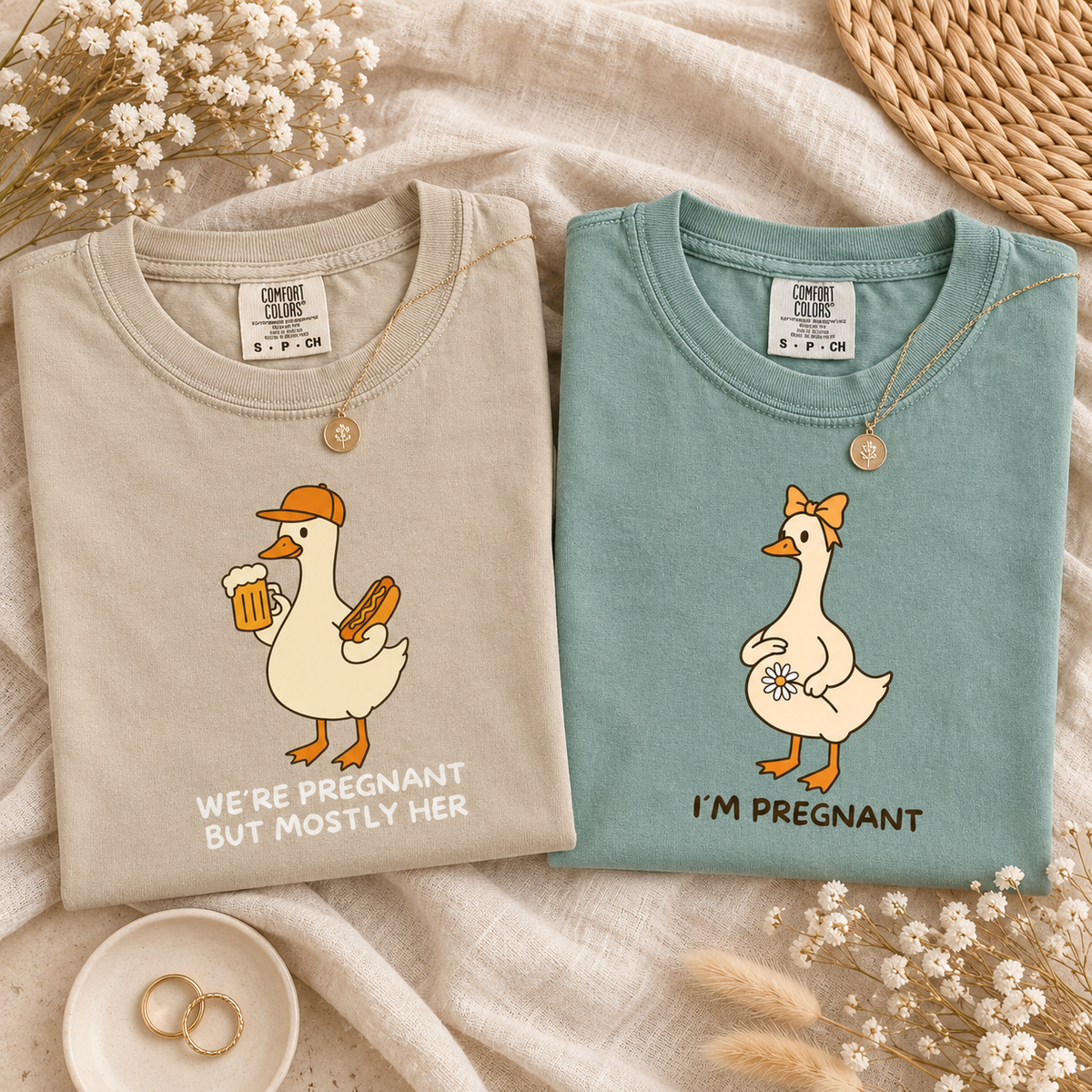 Funny Goose Pregnancy Announcement Shirts - Matching Mom and Dad Reveal Tees, Future Parents Gift