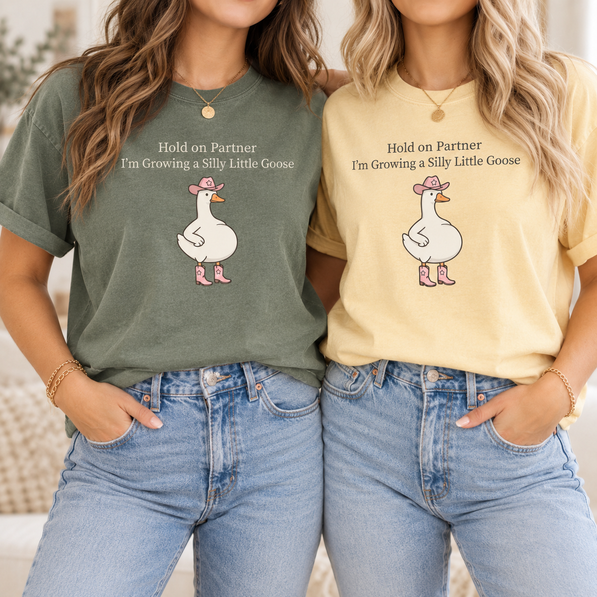 Pregnancy Announcement Silly Goose Shirt, Funny Western Baby Reveal Tee, First Time Expecting Mom Gift