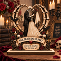 Till Death Do Us Part Custom Wood Plaque, Personalized Skeleton Couple Wedding Gift, Gothic Anniversary Keepsake