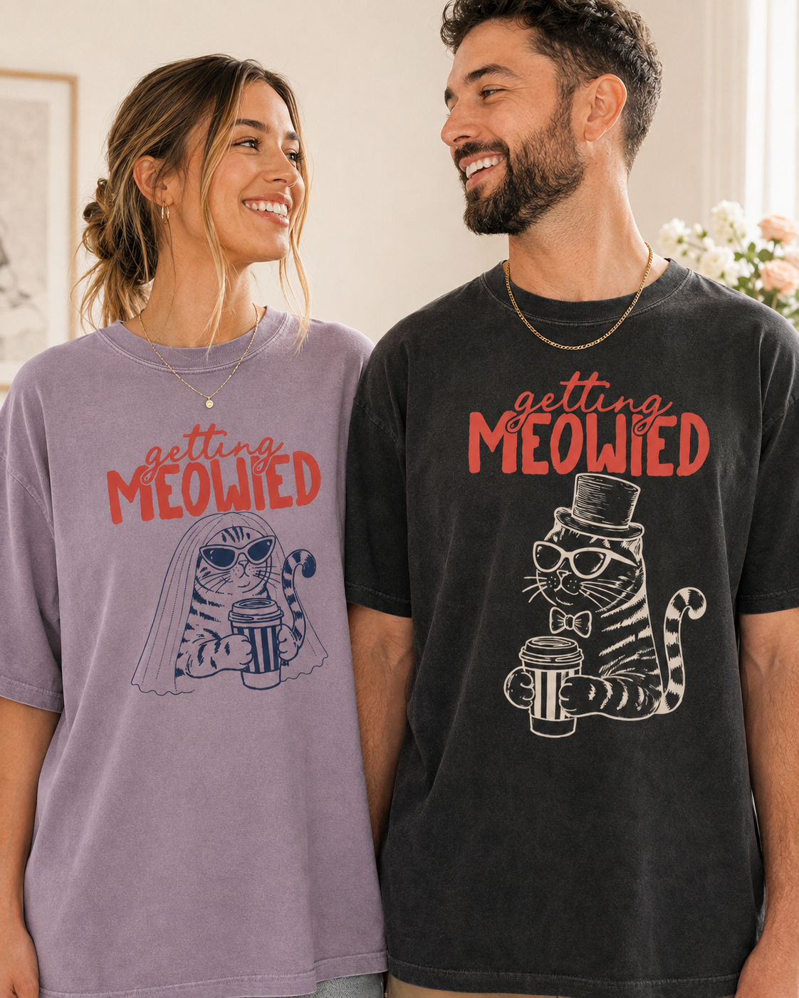 Getting Meowied Cat Wedding Party Comfort Colors Tees
