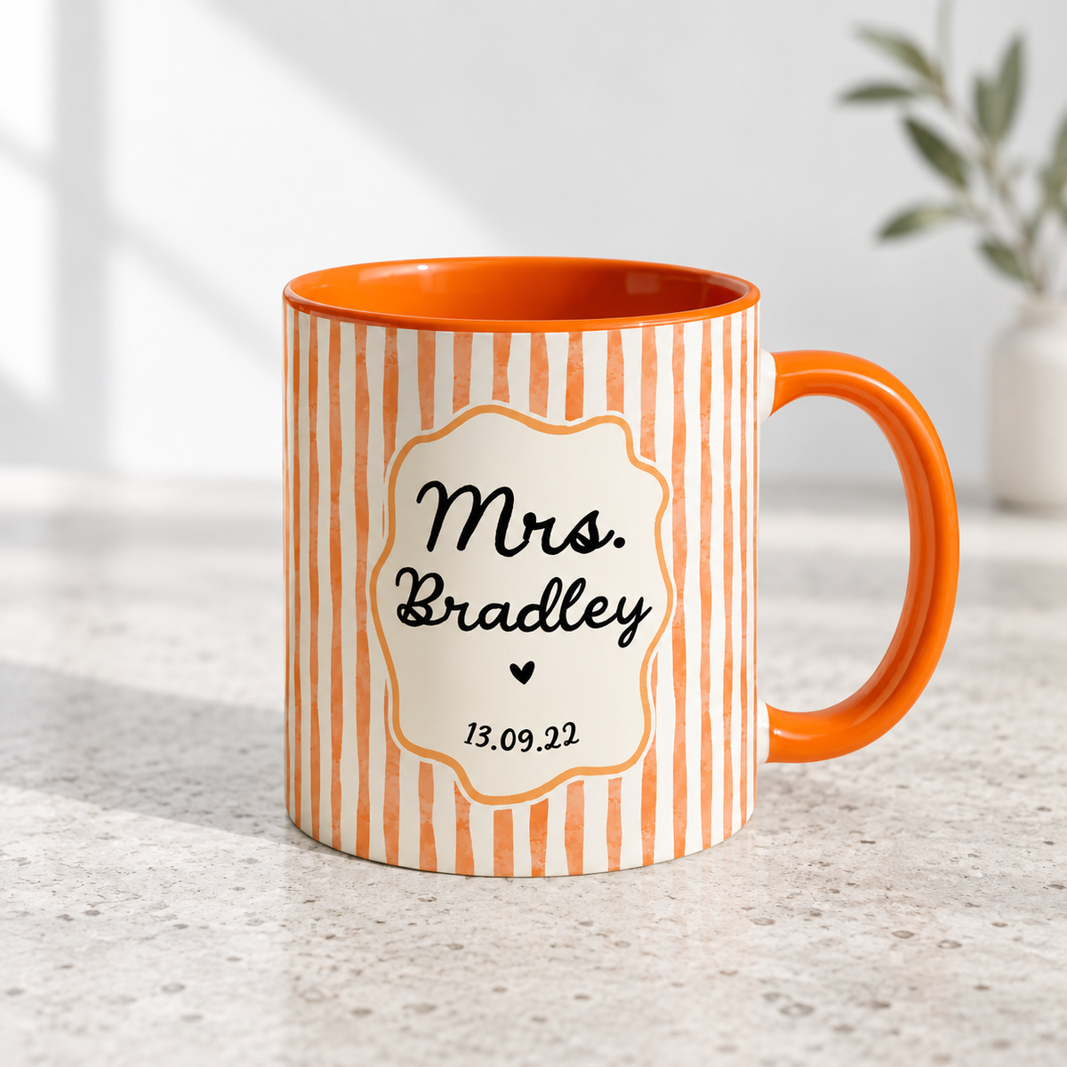 Personalized Mr Mrs Stripe Mug, Engagement Mug, Newly Engaged Gift, Bride Groom Mugs, Custom Wedding Mugs, Anniversary Gift, His Hers Mugs