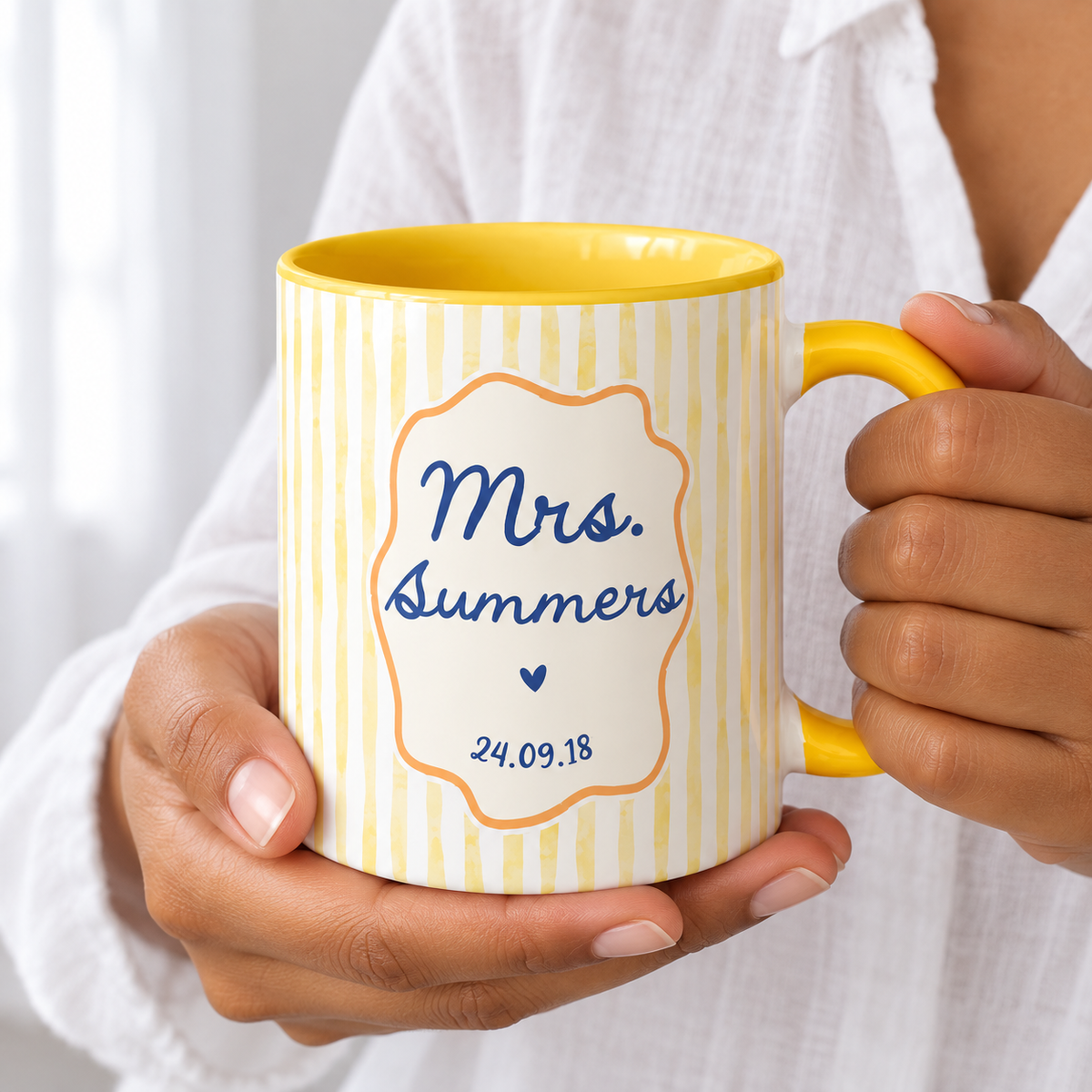 Personalized Mr Mrs Stripe Mug, Engagement Mug, Newly Engaged Gift, Bride Groom Mugs, Custom Wedding Mugs, Anniversary Gift, His Hers Mugs