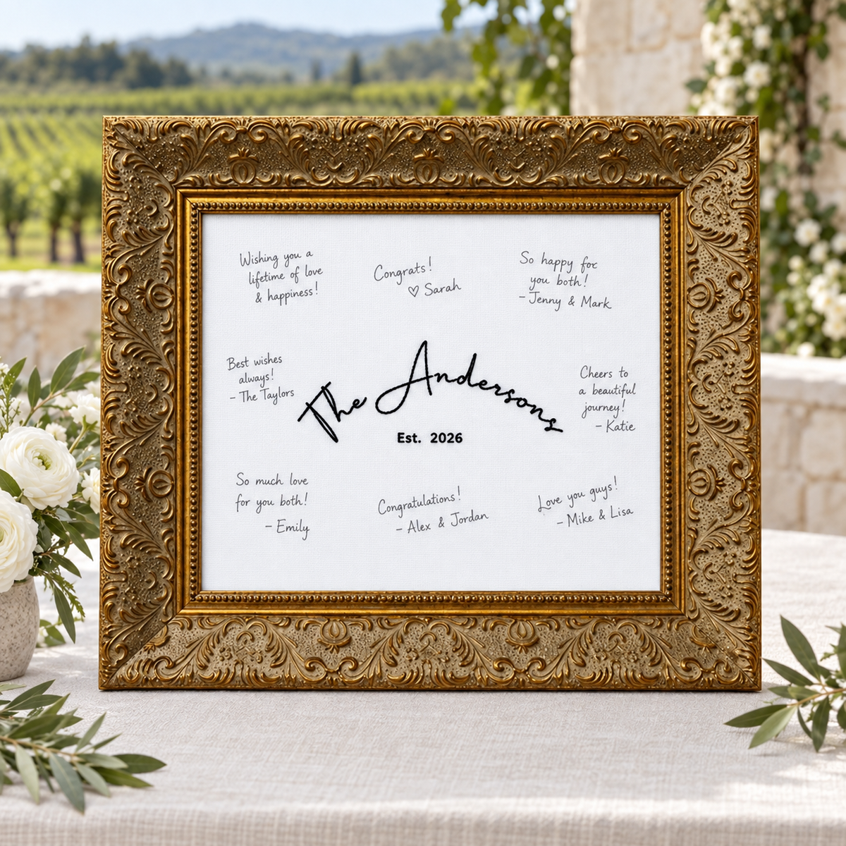 Custom Wedding Guest Book Alternative, Hand Embroidered Family Heirloom, Keepsake Wedding Sign, Personalized Wall Art, Wedding Gift