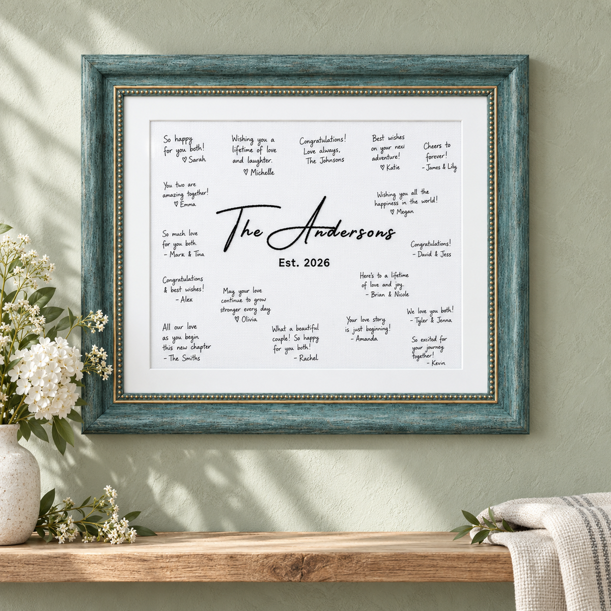 Custom Wedding Guest Book Alternative, Hand Embroidered Family Heirloom, Keepsake Wedding Sign, Personalized Wall Art, Wedding Gift