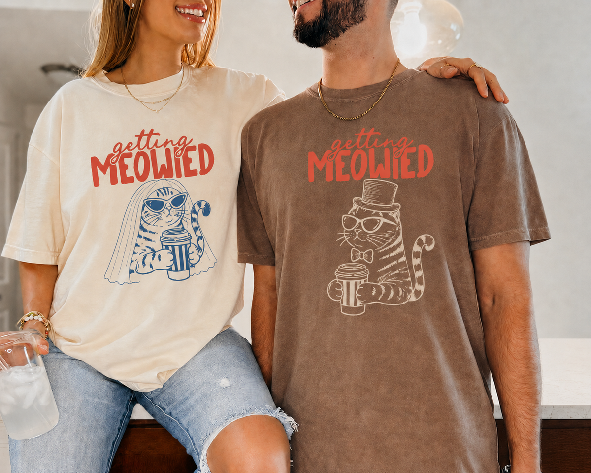 Getting Meowied Cat Wedding Party Comfort Colors Tees