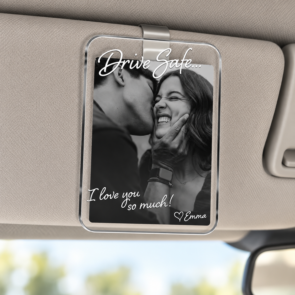 Custom Photo Car Visor Clip Gift for Him, Drive Safe Gift, Custom Couple Photo Keepsake Gift, Valentine’s Gift for Boyfriend or Husband