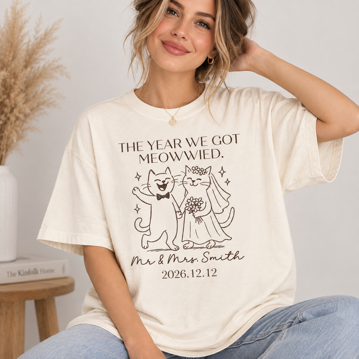 Personalized The Year We Got Meowied Shirt, Personalized Cat Wedding Tee, Funny Newlywed Couple Gift