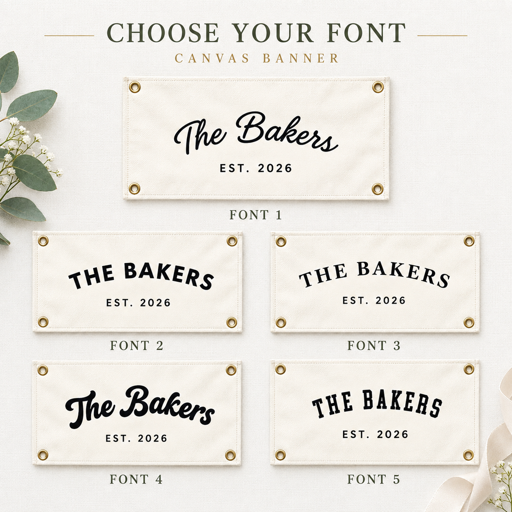 Custom Last-Name Guest-Book Alternative, Personalized Wedding Flag, Established Family Canvas Reception Sign Decor, Last Name Banner